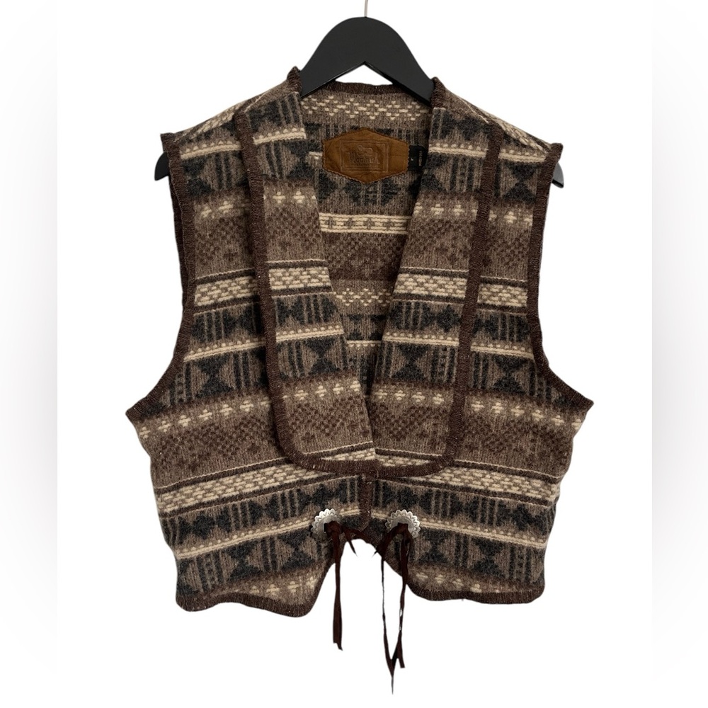 Vintage Woolrich Western Cropped Wool Vest Sz Large Classic Retro Style